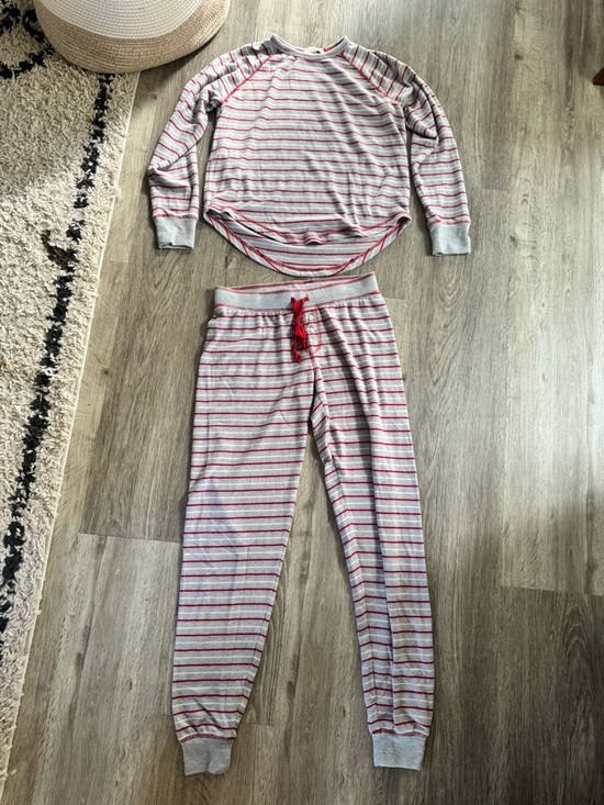 PJ Salvage Other - PJ Salvage Gray and Red Striped Women’s Pajama Set